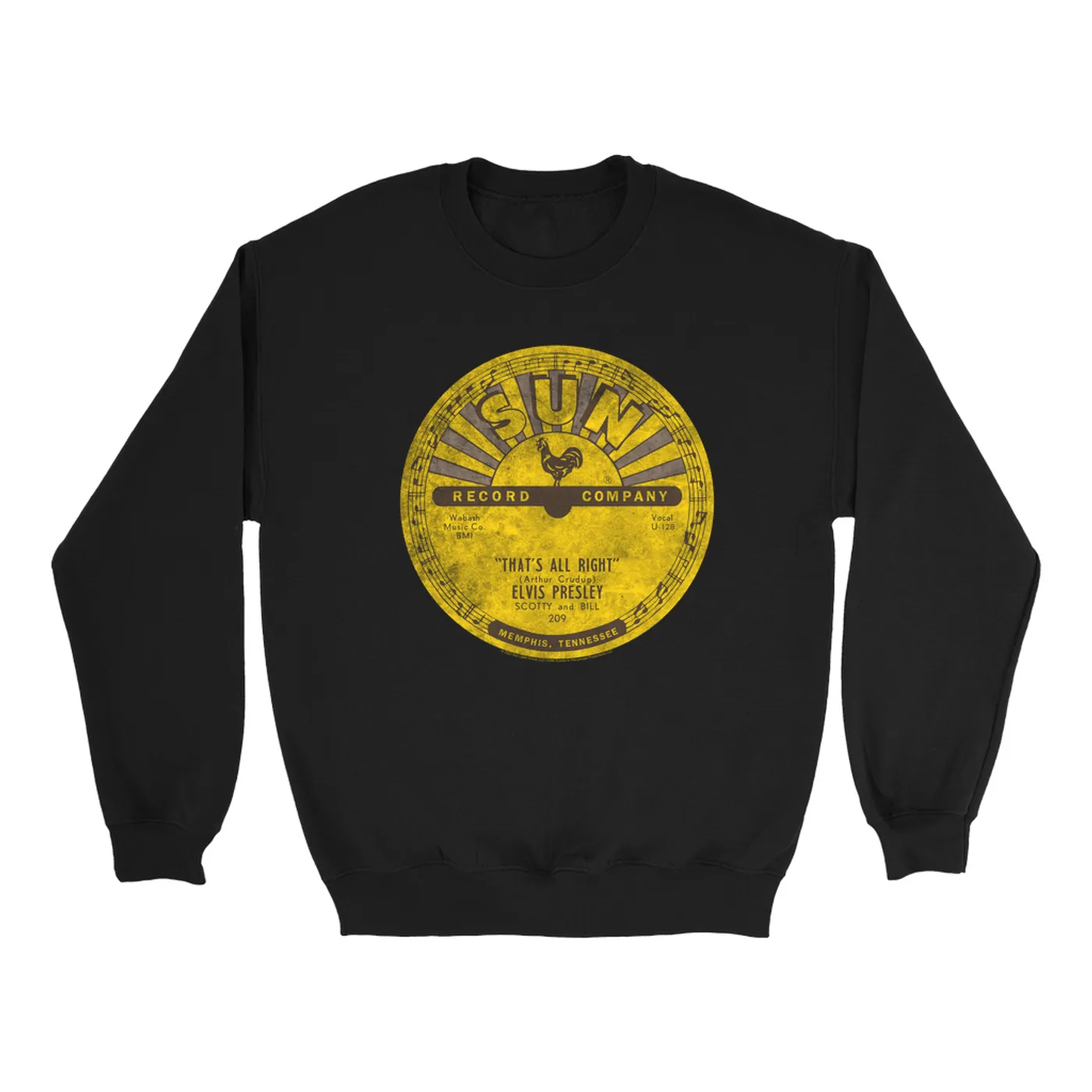 Elvis Presley Sweatshirt | That's All Right Record Label Distressed Elvis Presley Sweatshirt