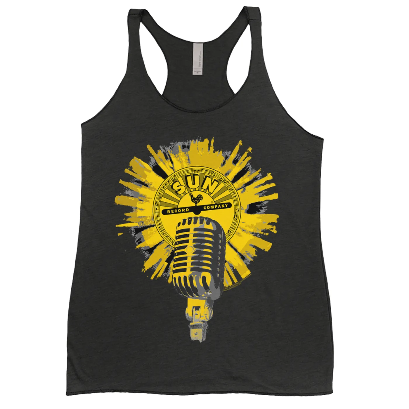 Sun Records Ladies' Tank Top | Logo And Mic Yellow Burst Sun Records Shirt