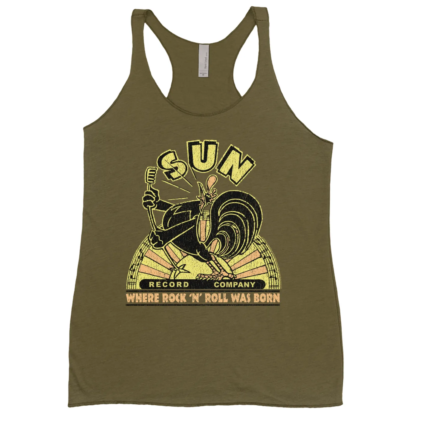 Sun Records Ladies' Tank Top | Neon Vintage Where Rock N' Roll Was Born Distressed Sun Records Shirt
