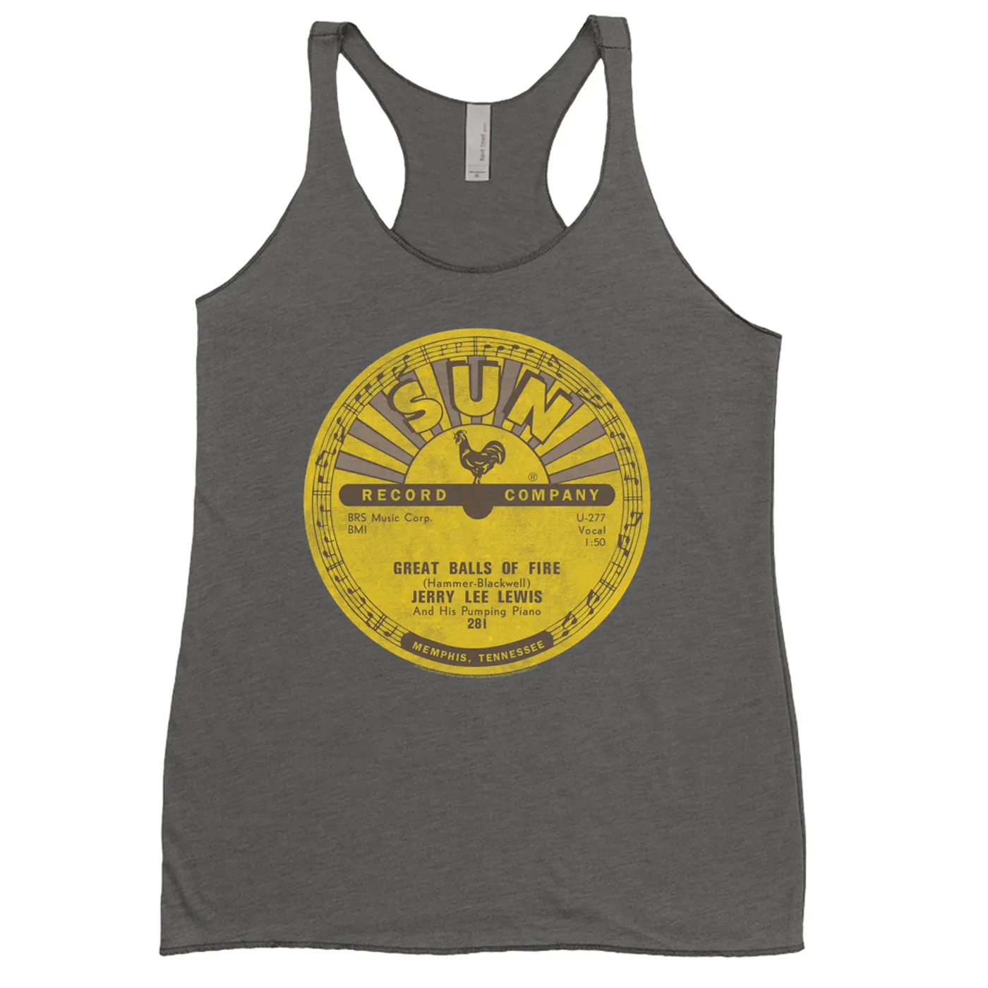 Jerry Lee Lewis Ladies' Tank Top | Great Balls Of Fire Record Label Distressed Jerry Lee Lewis Shirt