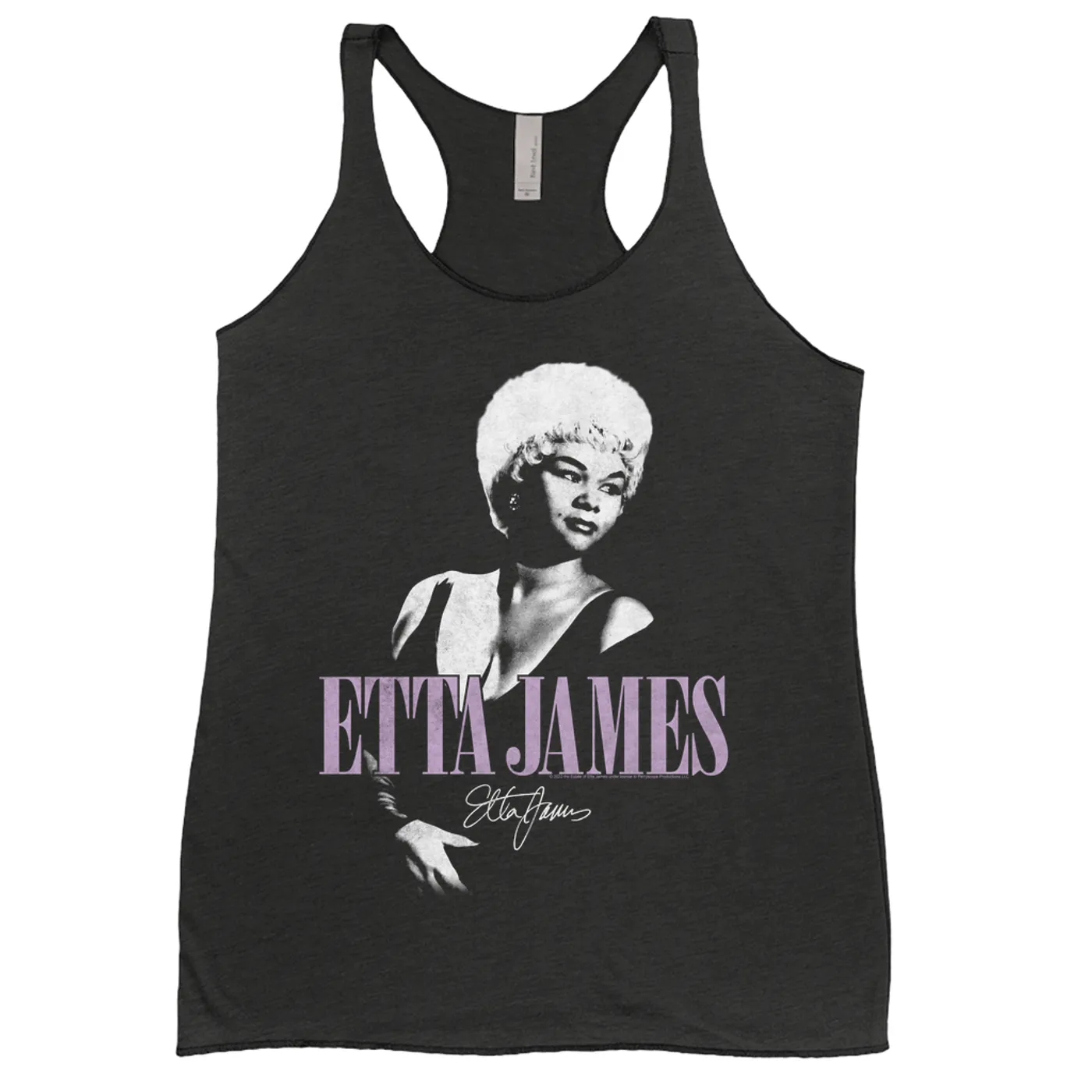 Etta James Ladies' Tank Top | Circa 1965 Purple Image With Signature Etta James Shirt