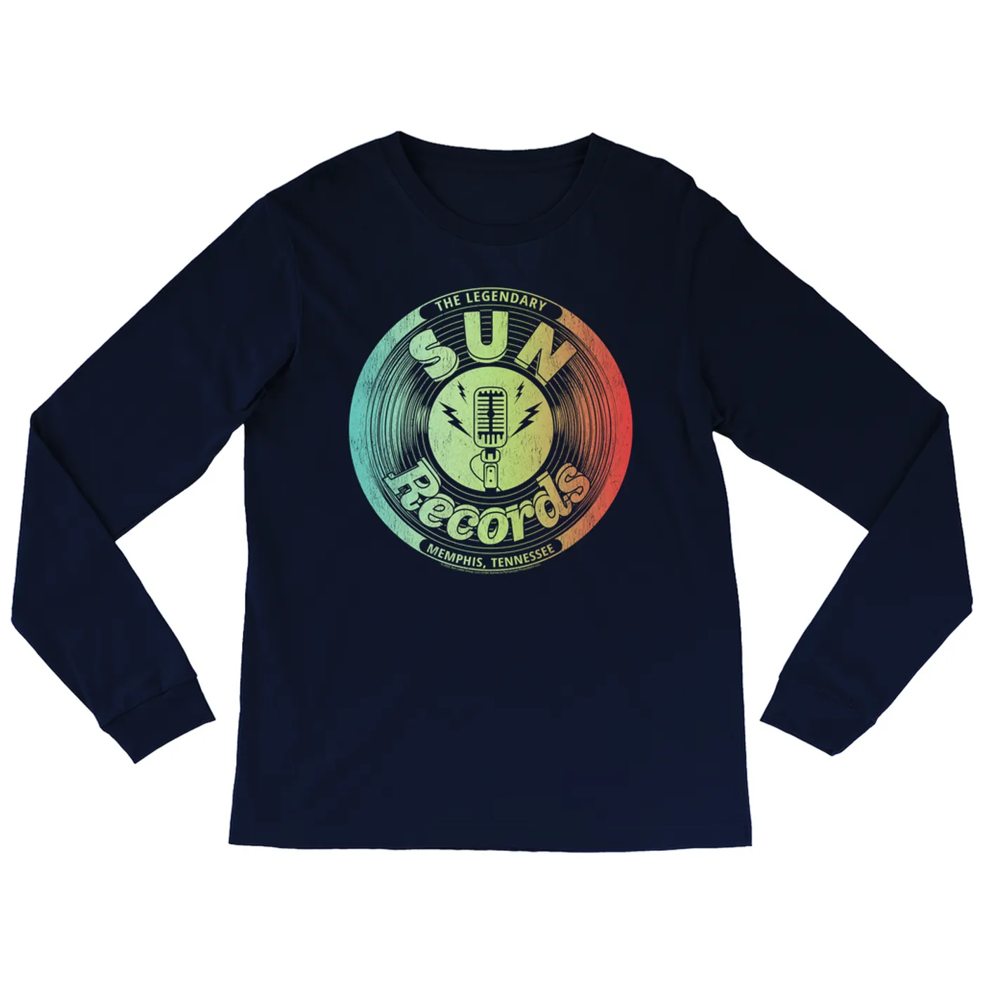 Sun Records Long Sleeve Shirt | Ombre Microphone Studio Logo Sun Records Shirt