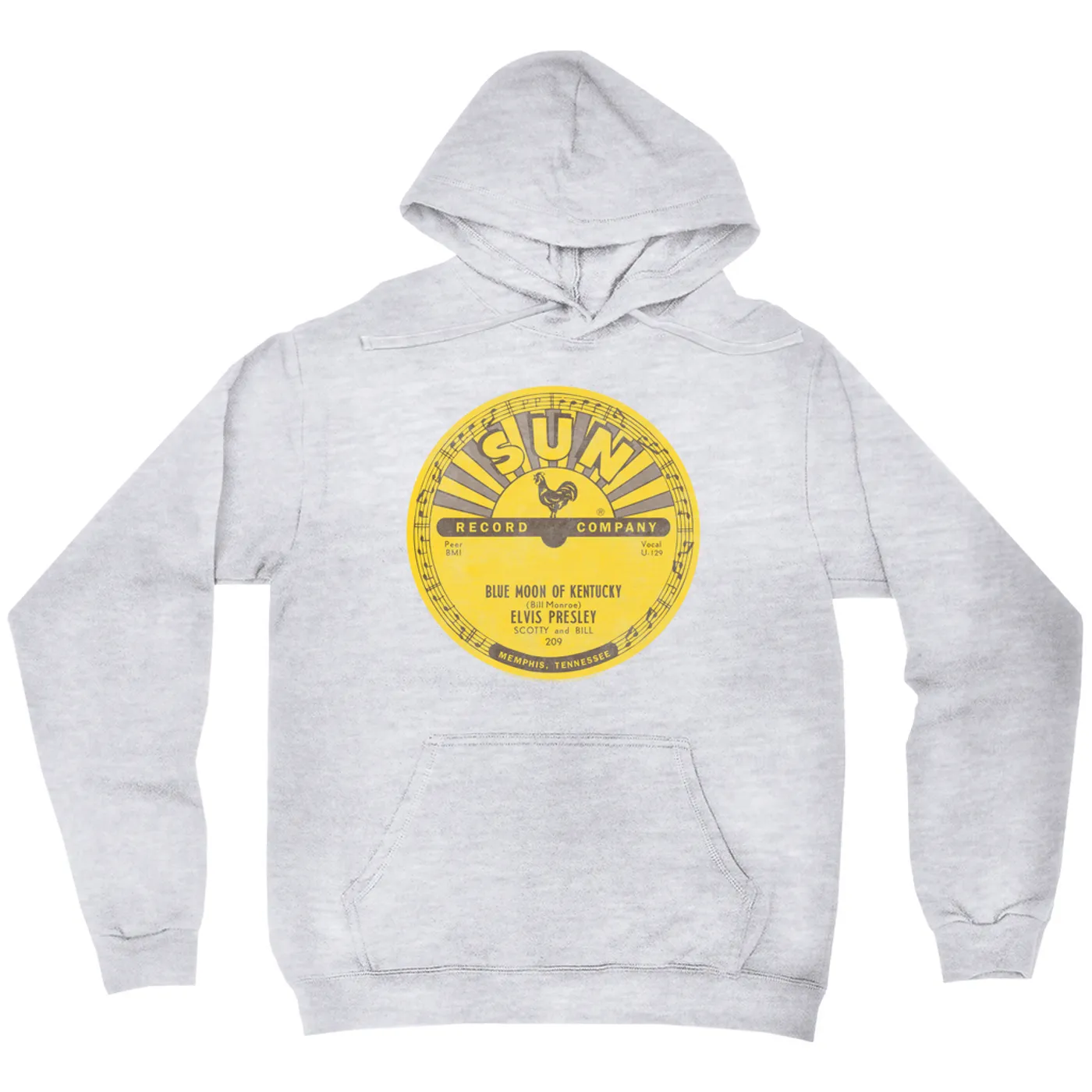 Elvis Presley Hoodie | Blue Moon Of Kentucky Record Label Distressed Elvis Presley Hoodie
