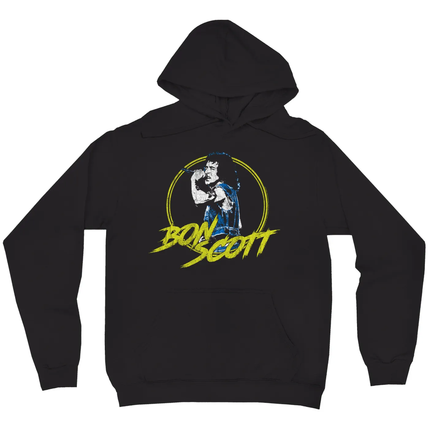 Bon Scott Hoodie | Bon Scott Circular Pop Art Yellow Bon Scott Hoodie