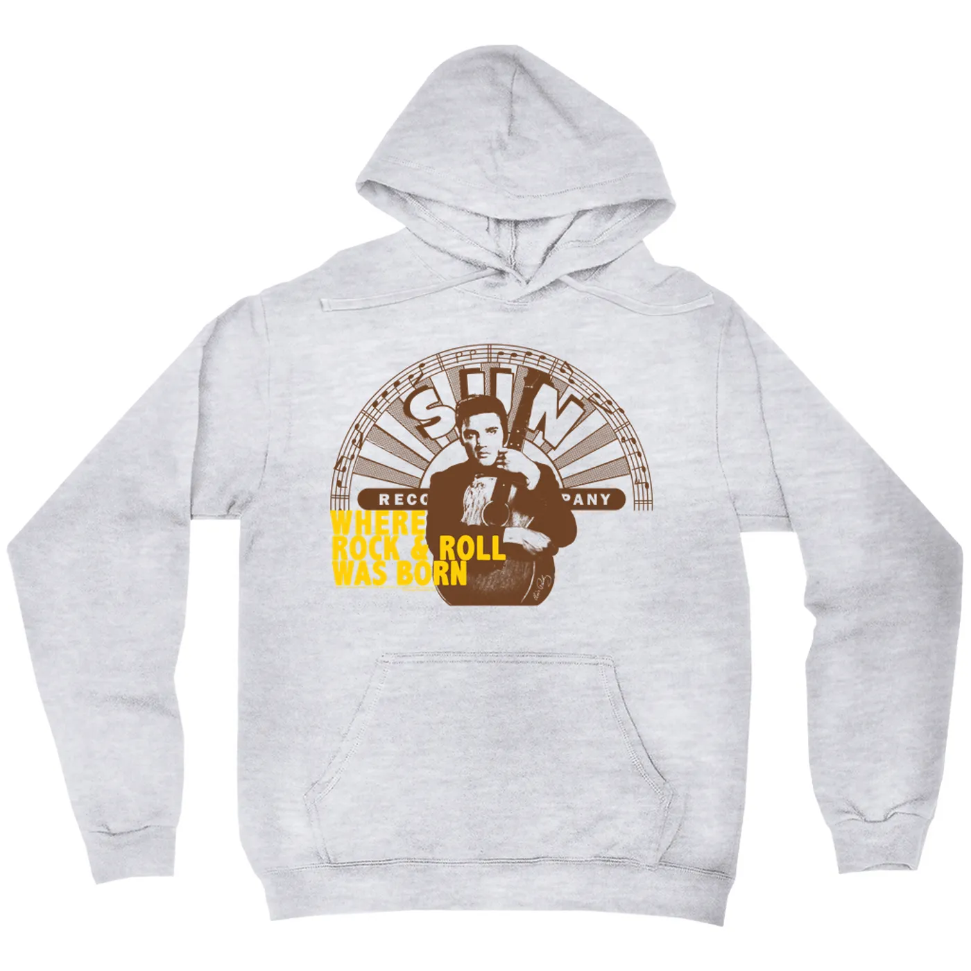 Elvis Presley Hoodie | Where Rock N' Roll Began Yellow Distressed Elvis Presley Hoodie