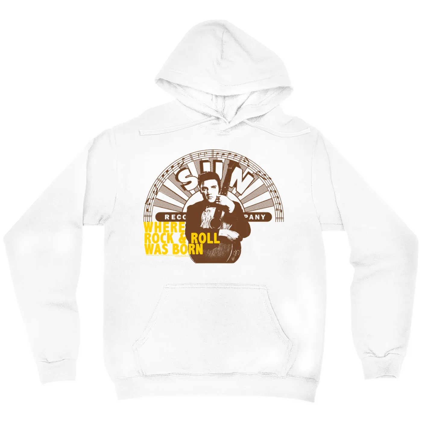 Elvis Presley Hoodie | Where Rock N' Roll Began Yellow Distressed Elvis Presley Hoodie