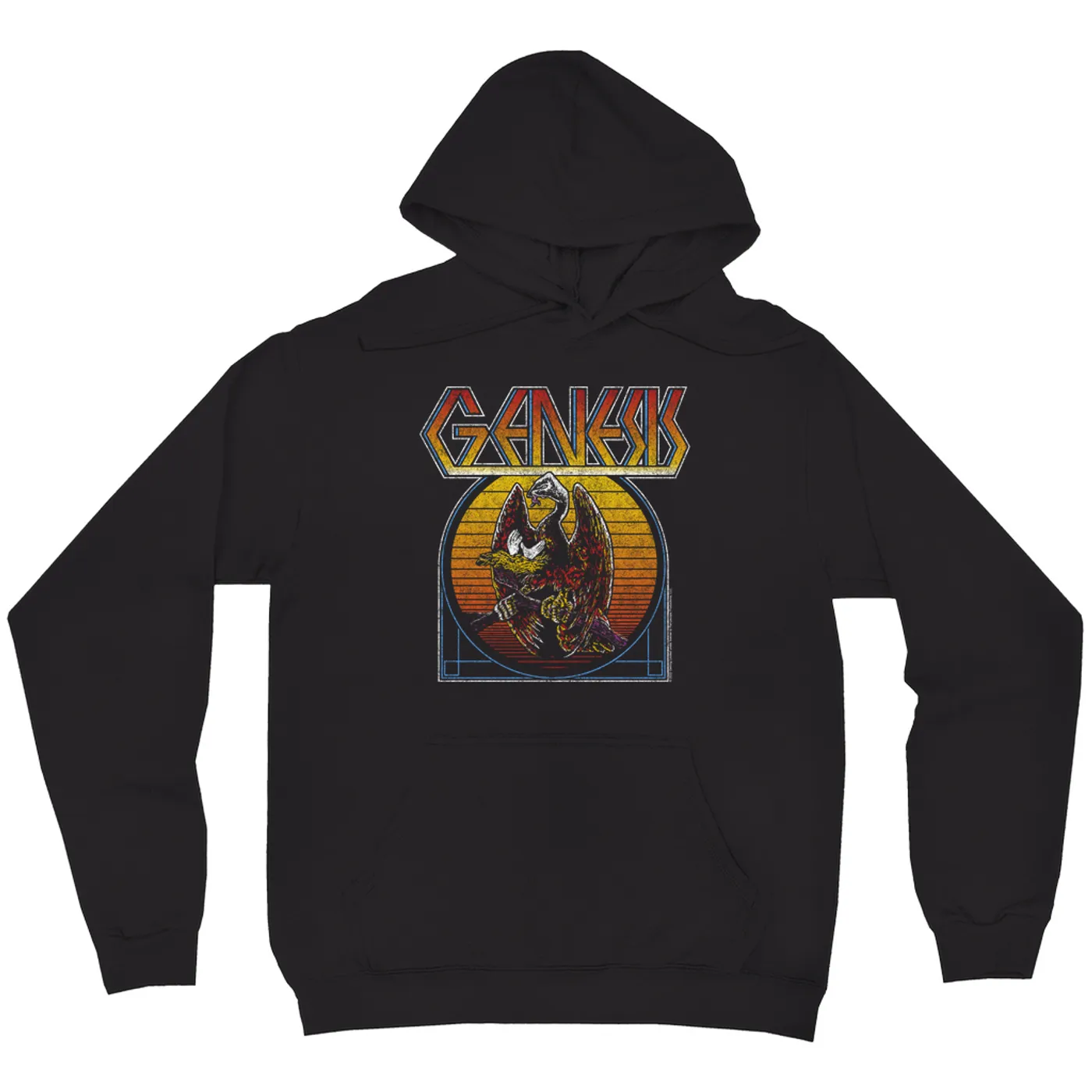 Genesis Hoodie | Retro Sunset Ombre Logo Distressed Genesis Hoodie