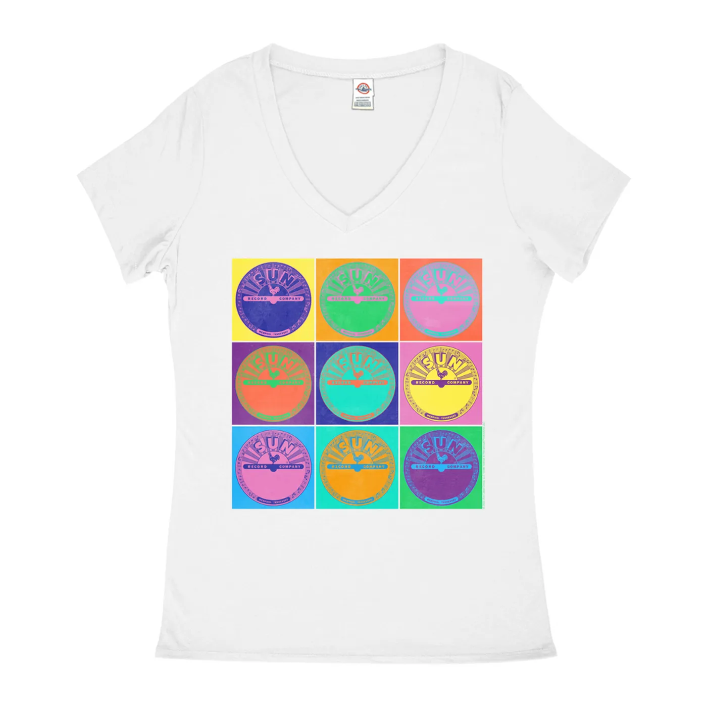 Sun Records Ladies' V-neck T-Shirt | Pop Art Label Sun Records Shirt