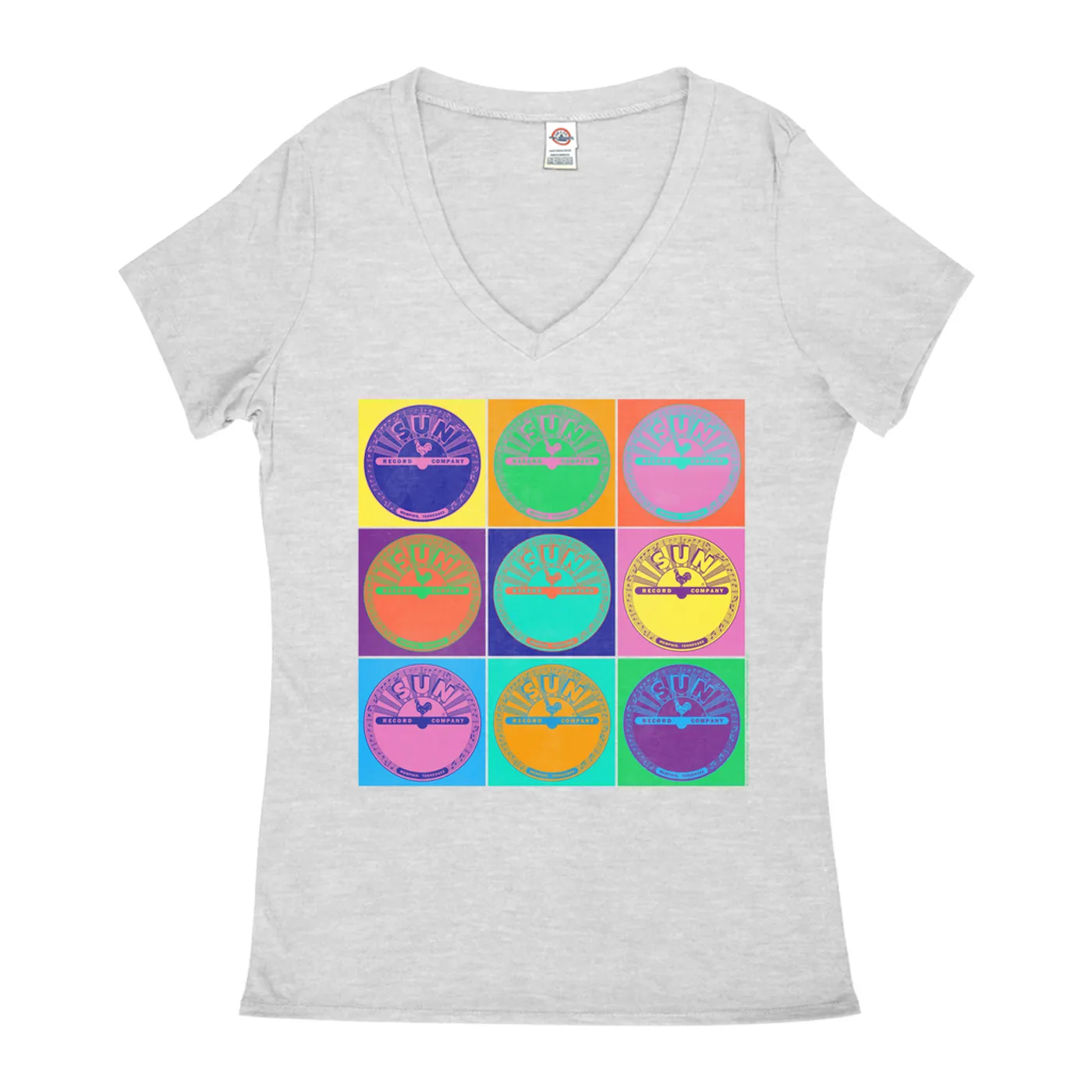 Sun Records Ladies' V-neck T-Shirt | Pop Art Label Sun Records Shirt
