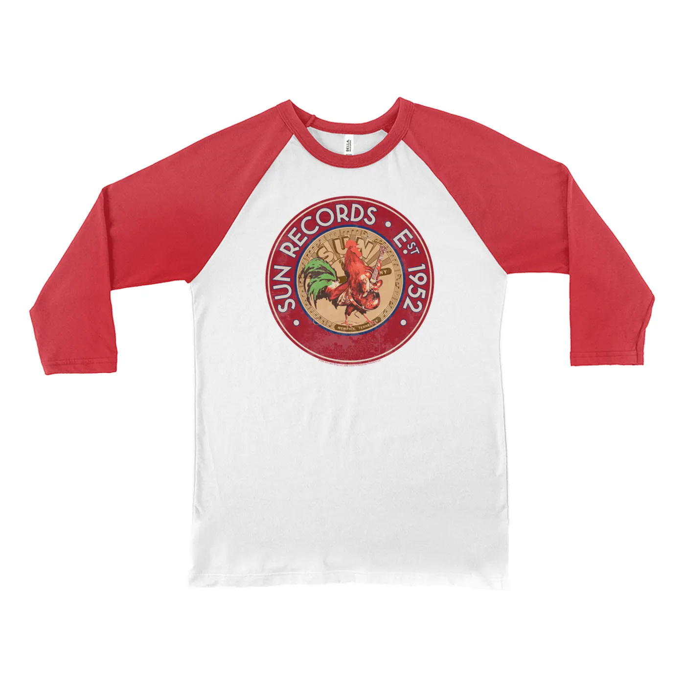 Sun Records 3/4 Sleeve Baseball Tee | Red Rooster Est. 1952 Seal Sun Records Shirt