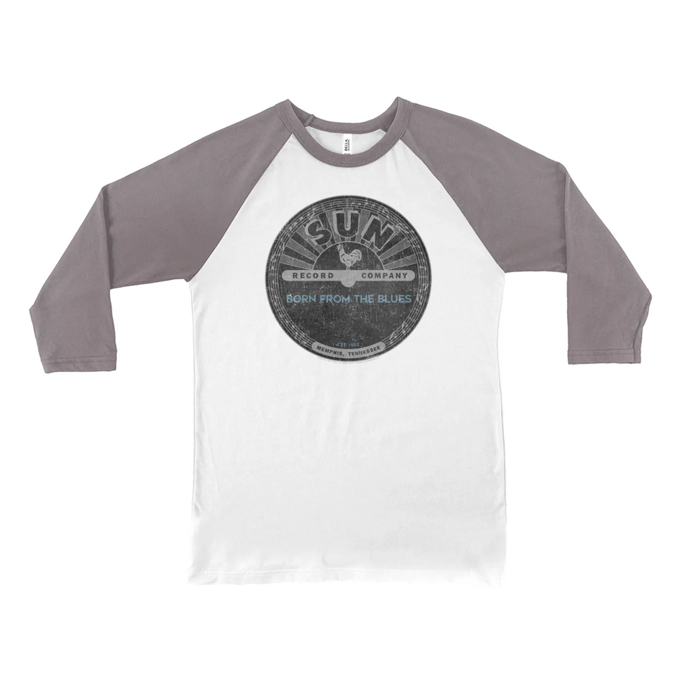 Sun Records 3/4 Sleeve Baseball Tee | Born From Blues Black Label Distressed Sun Records Shirt