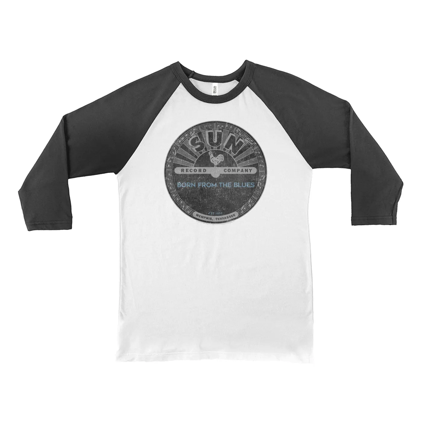 Sun Records 3/4 Sleeve Baseball Tee | Born From Blues Black Label Distressed Sun Records Shirt
