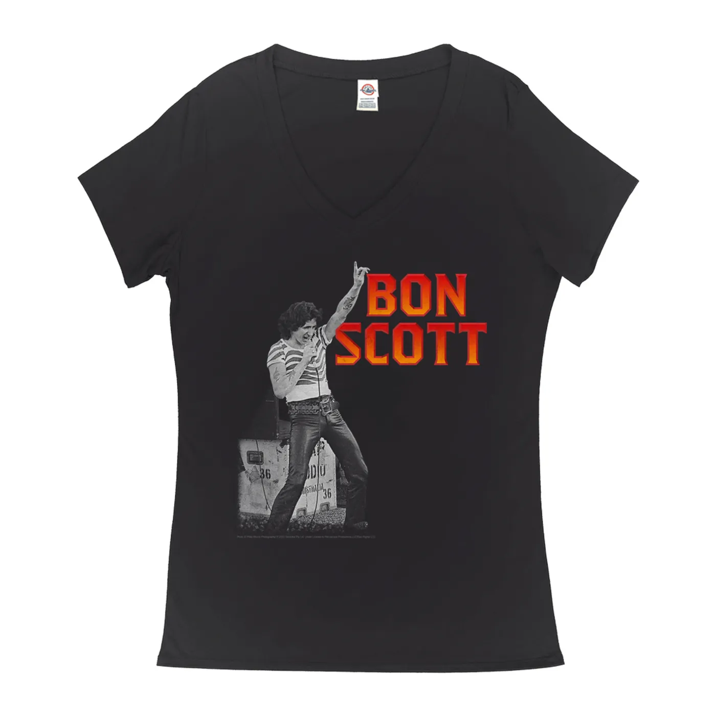 Bon Scott Ladies' V-neck T-Shirt | On Stage Design Bon Scott Shirt