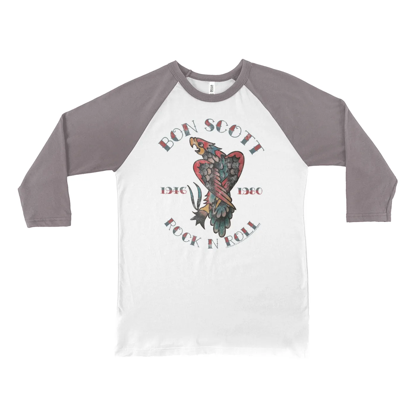 Bon Scott 3/4 Sleeve Baseball Tee | Eagle Tattoo Bon Scott Shirt