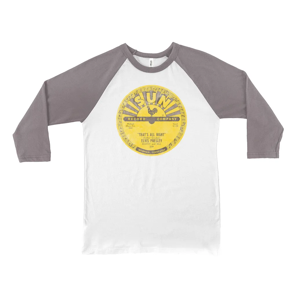 3/4 Sleeve Baseball Tee | That's All Right Record Label Distressed Shirt