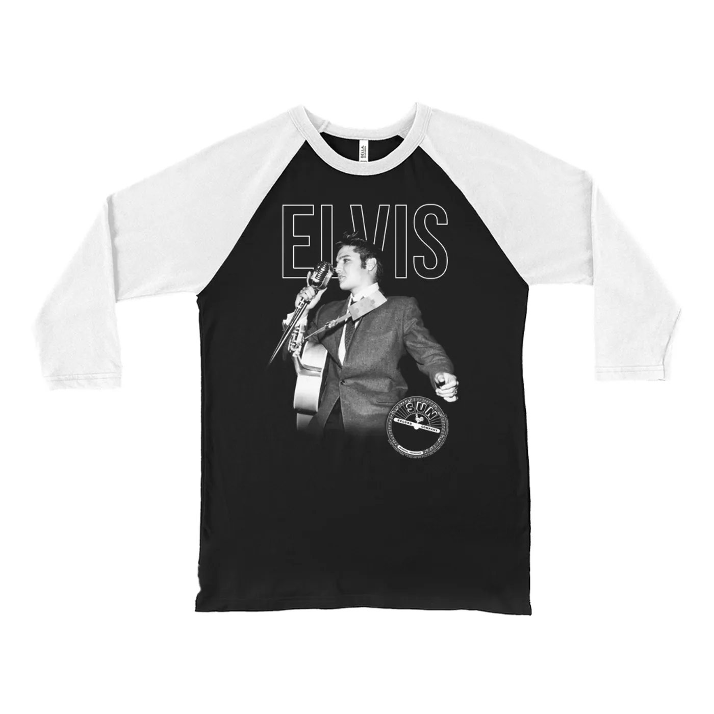 Elvis Presley 3/4 Sleeve Baseball Tee | Solo Live With Logo Elvis Presley Shirt