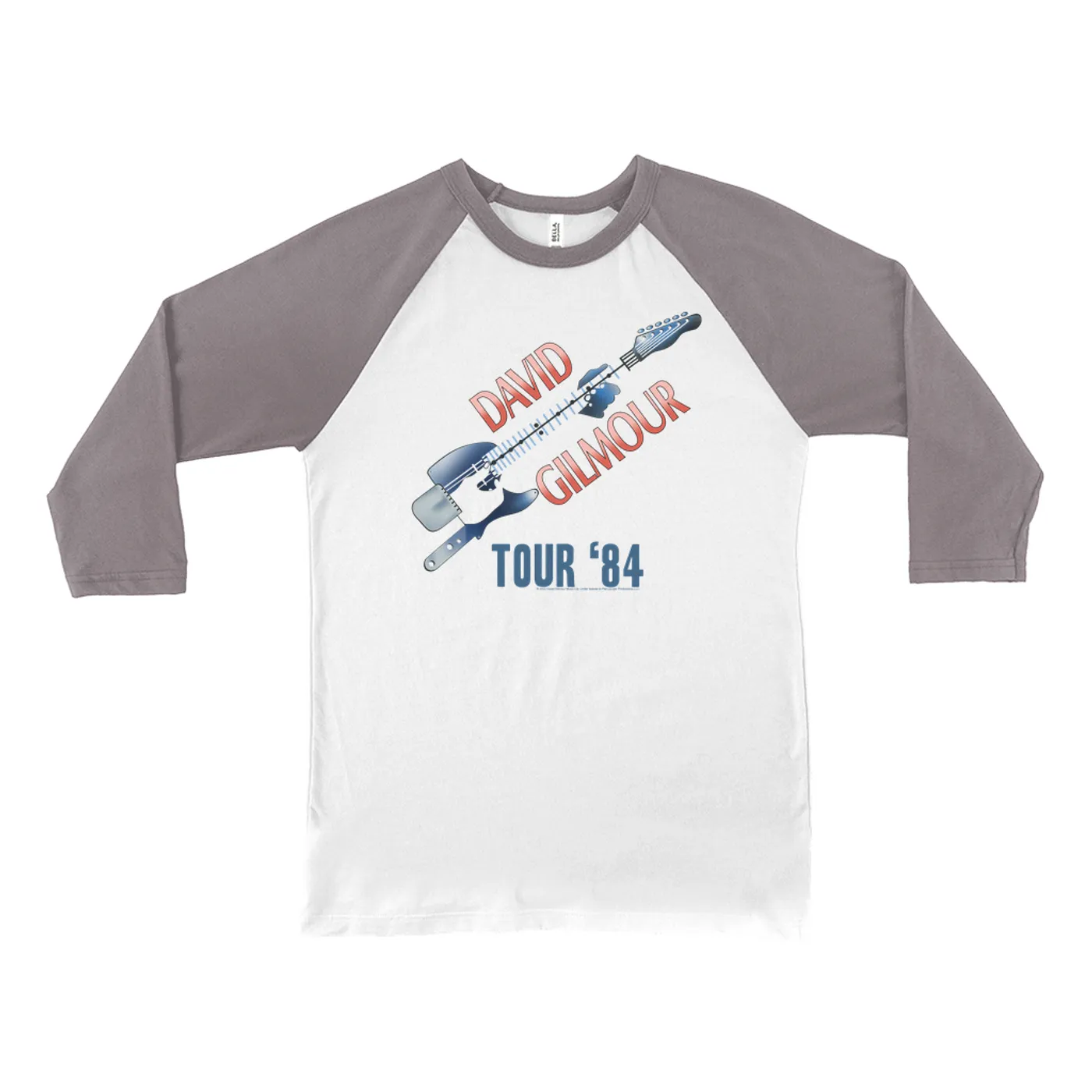 David Gilmour 3/4 Sleeve Baseball Tee | Red, White, Blue 1984 Tour David Gilmour Shirt