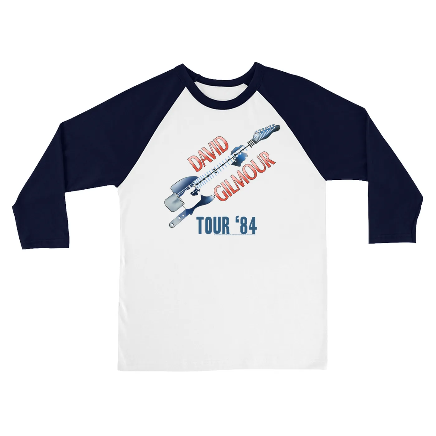 David Gilmour 3/4 Sleeve Baseball Tee | Red, White, Blue 1984 Tour David Gilmour Shirt