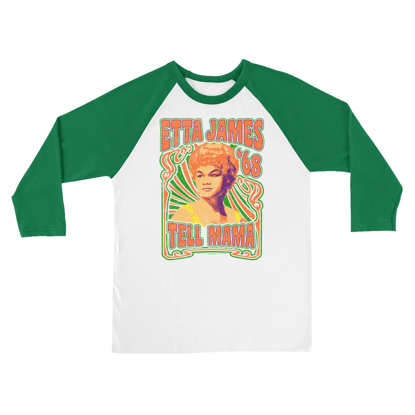 Etta James 3/4 Sleeve Baseball Tee | Psychedelic Tell Mama '68 Etta James Shirt