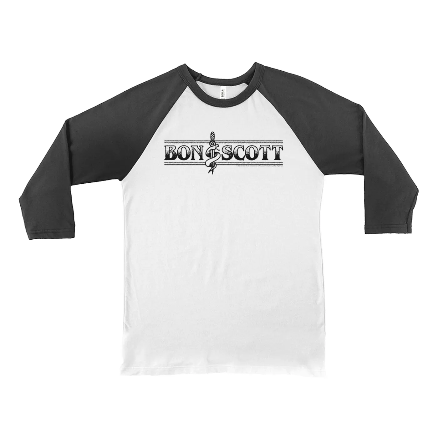 Bon Scott 3/4 Sleeve Baseball Tee | Bon Dagger And Snake Sailor Style Bon Scott Shirt