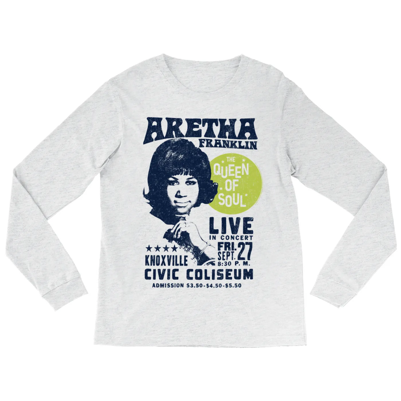 Aretha Franklin Long Sleeve Shirt | Live From Knoxville Civic Coliseum Distressed Aretha Franklin Shirt