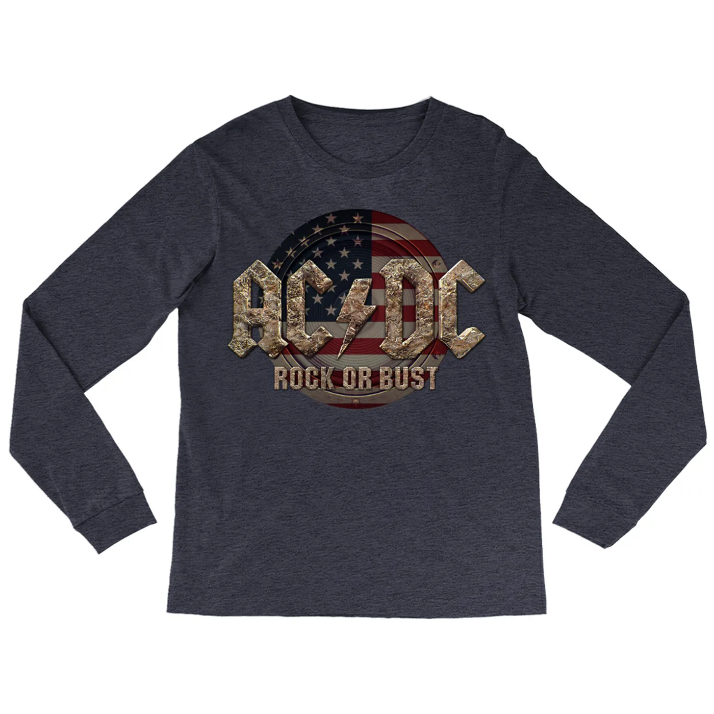 AC/DC Long Sleeve Shirt | Rock Or Bust USA Flag ACDC Shirt