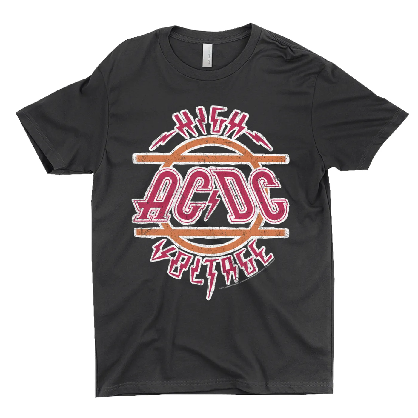 AC/DC T-Shirt | Retro Red And Orange High Voltage Distressed ACDC Shirt