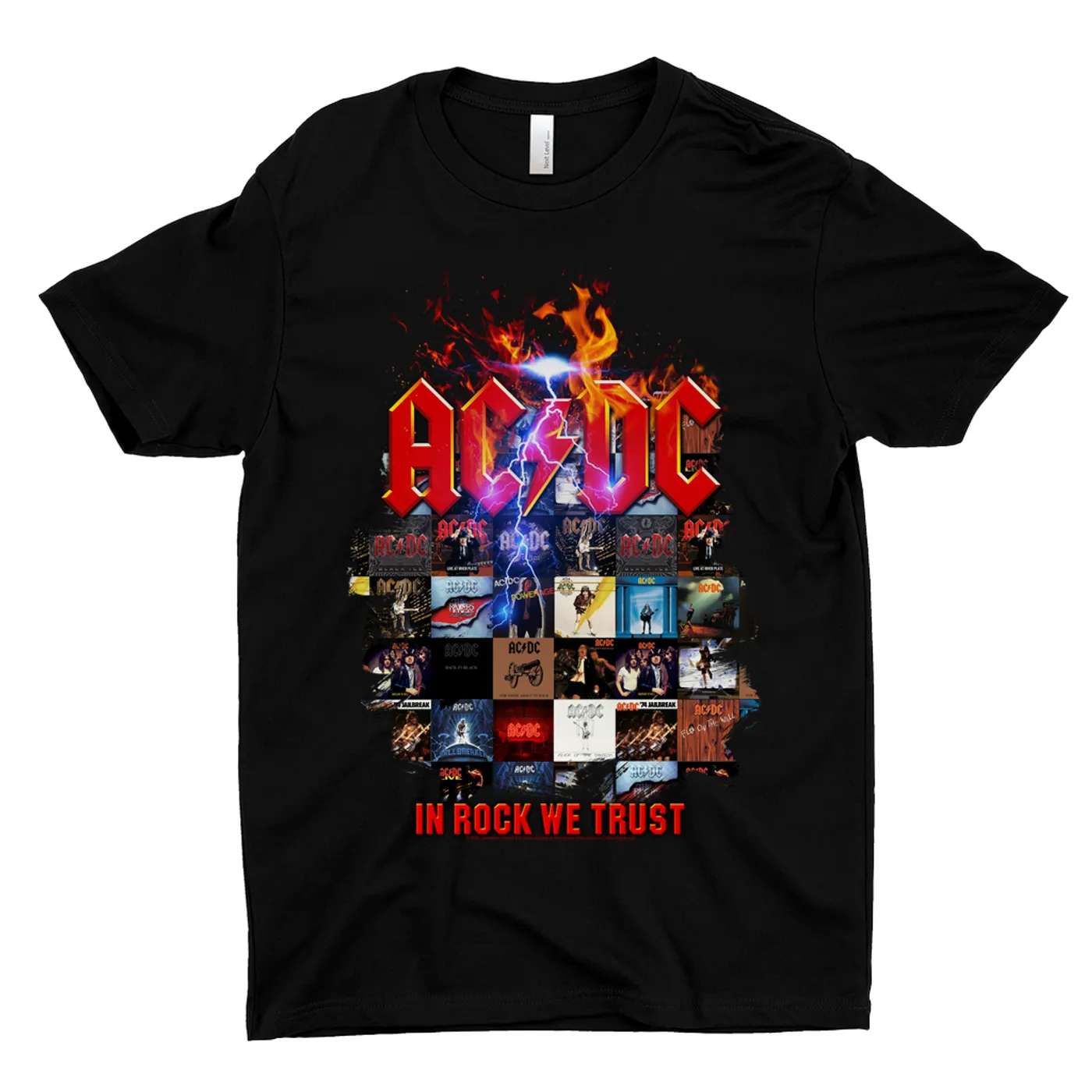 AC/DC T-Shirt | In Rock We Trust Album Collage ACDC Shirt