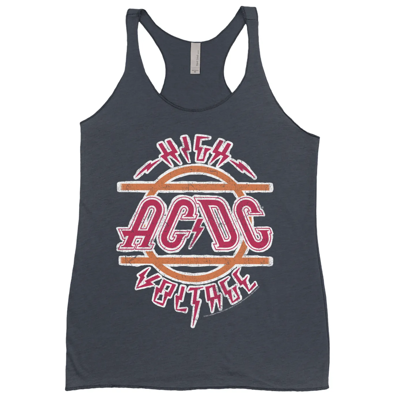 AC/DC Ladies' Tank Top | Retro Red And Orange High Voltage Distressed ACDC Shirt