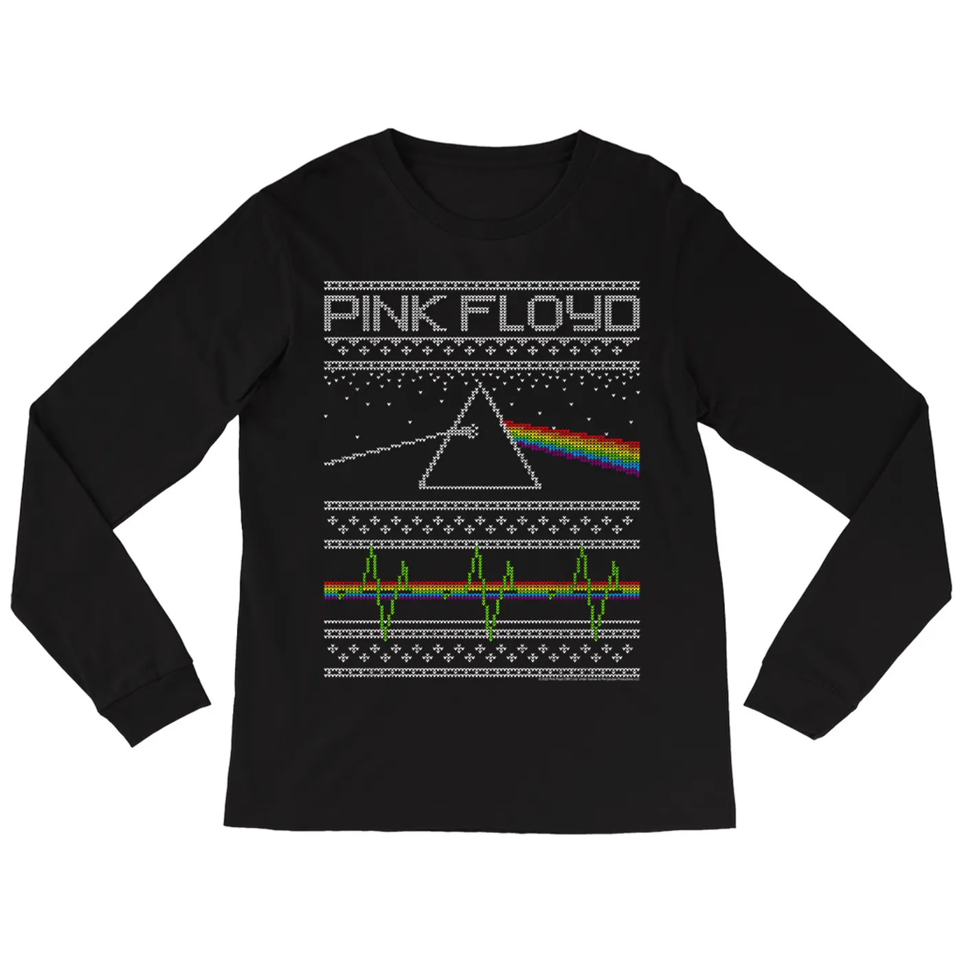 Pink Floyd Long Sleeve Shirt | Dark Side Of The Moon Holiday Needlepoint Pink Floyd Shirt