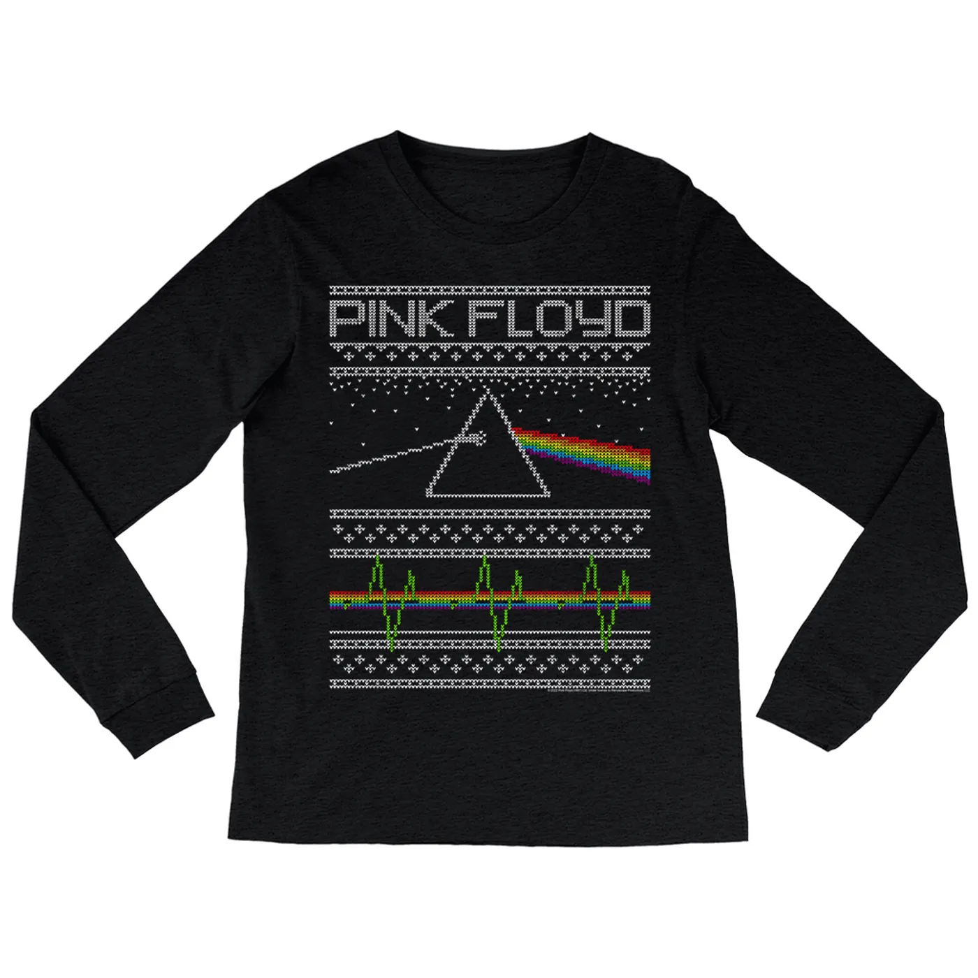 Pink Floyd Long Sleeve Shirt | Dark Side Of The Moon Holiday Needlepoint Pink Floyd Shirt
