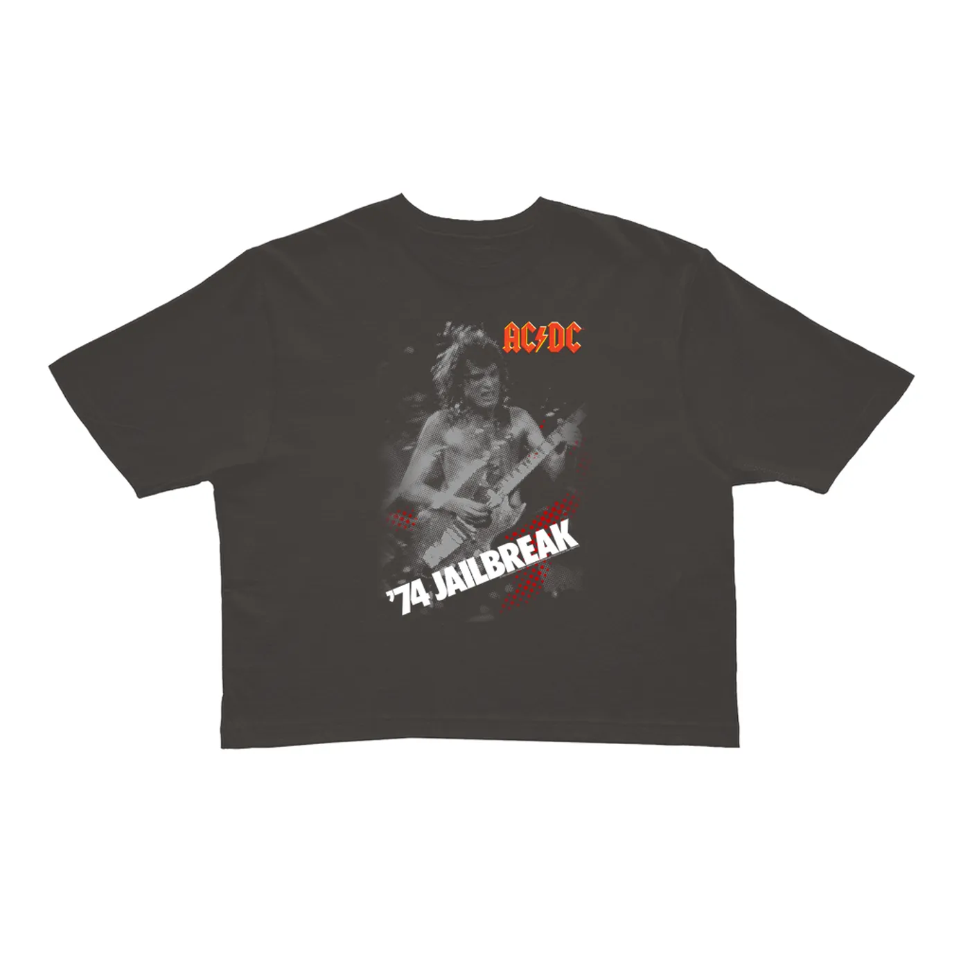AC/DC Ladies' Crop Tee | 74 Jailbreak Ben-Day Dots ACDC Crop T-shirt