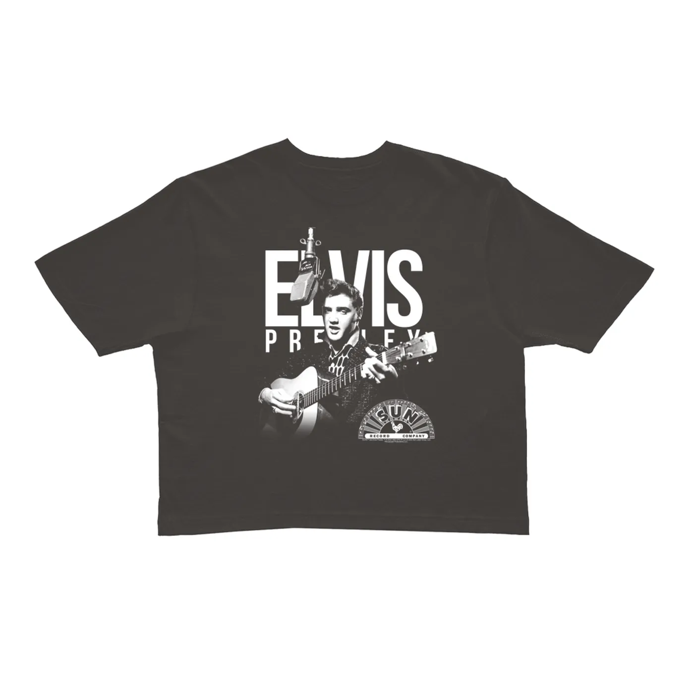 Elvis Presley Ladies' Crop Tee | Performing In White With Logo Elvis Presley Crop T-shirt