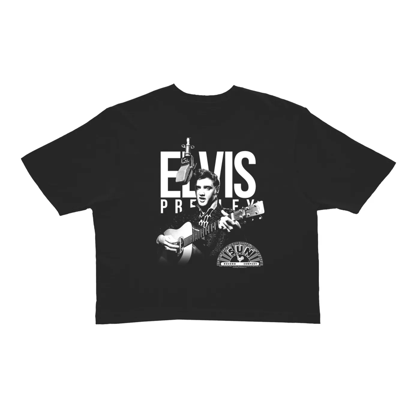 Elvis Presley Ladies' Crop Tee | Performing In White With Logo Elvis Presley Crop T-shirt