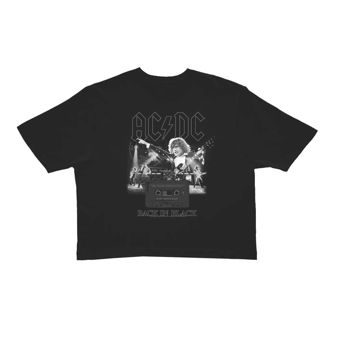 AC/DC Ladies' Crop Tee | Back In Black Concert Collage ACDC Crop T-shirt