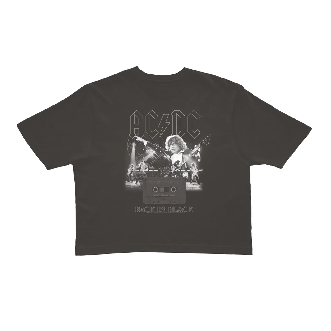AC/DC Ladies' Crop Tee | Back In Black Concert Collage ACDC Crop T-shirt