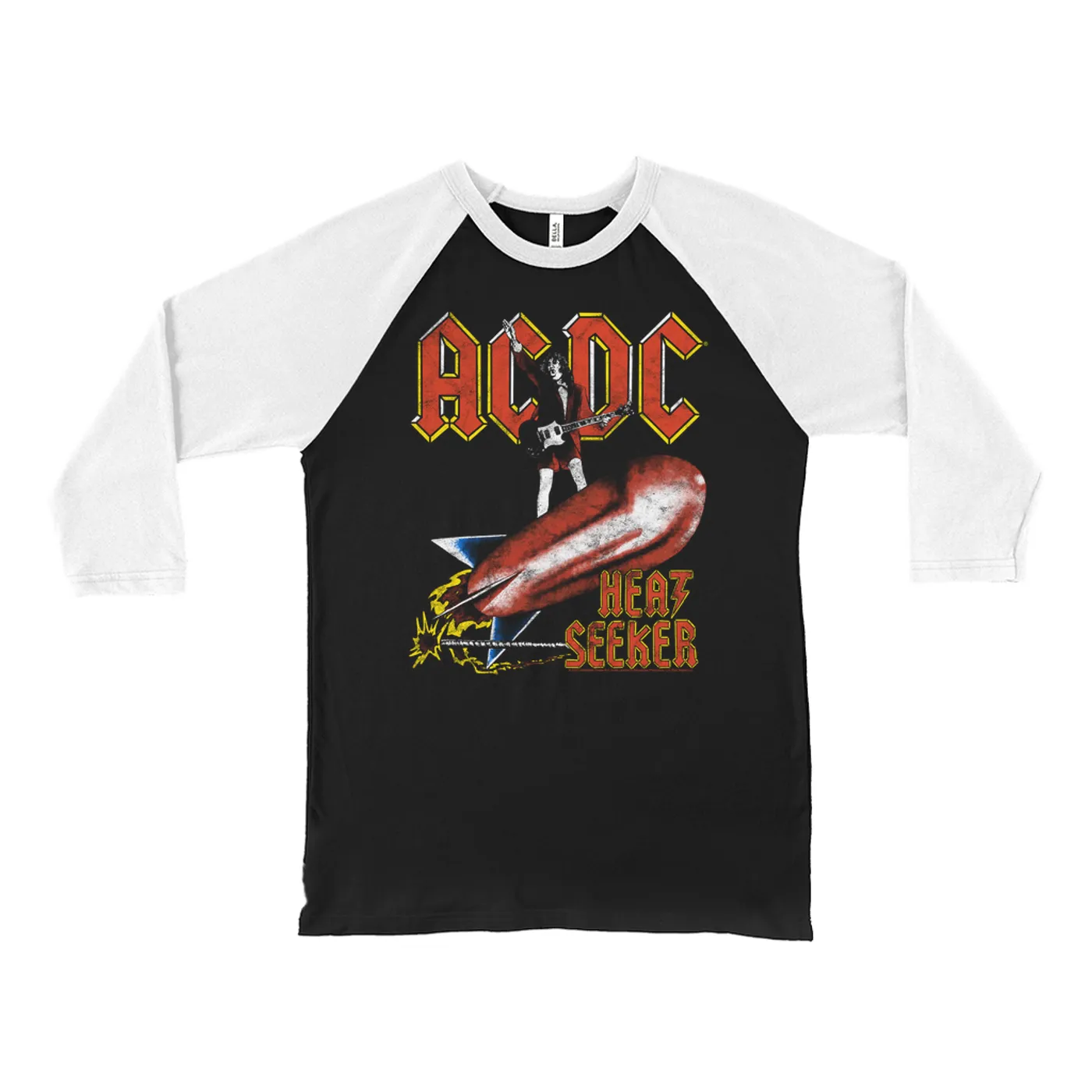 AC/DC 3/4 Sleeve Baseball Tee | Heat Seeker Album Design ACDC Shirt