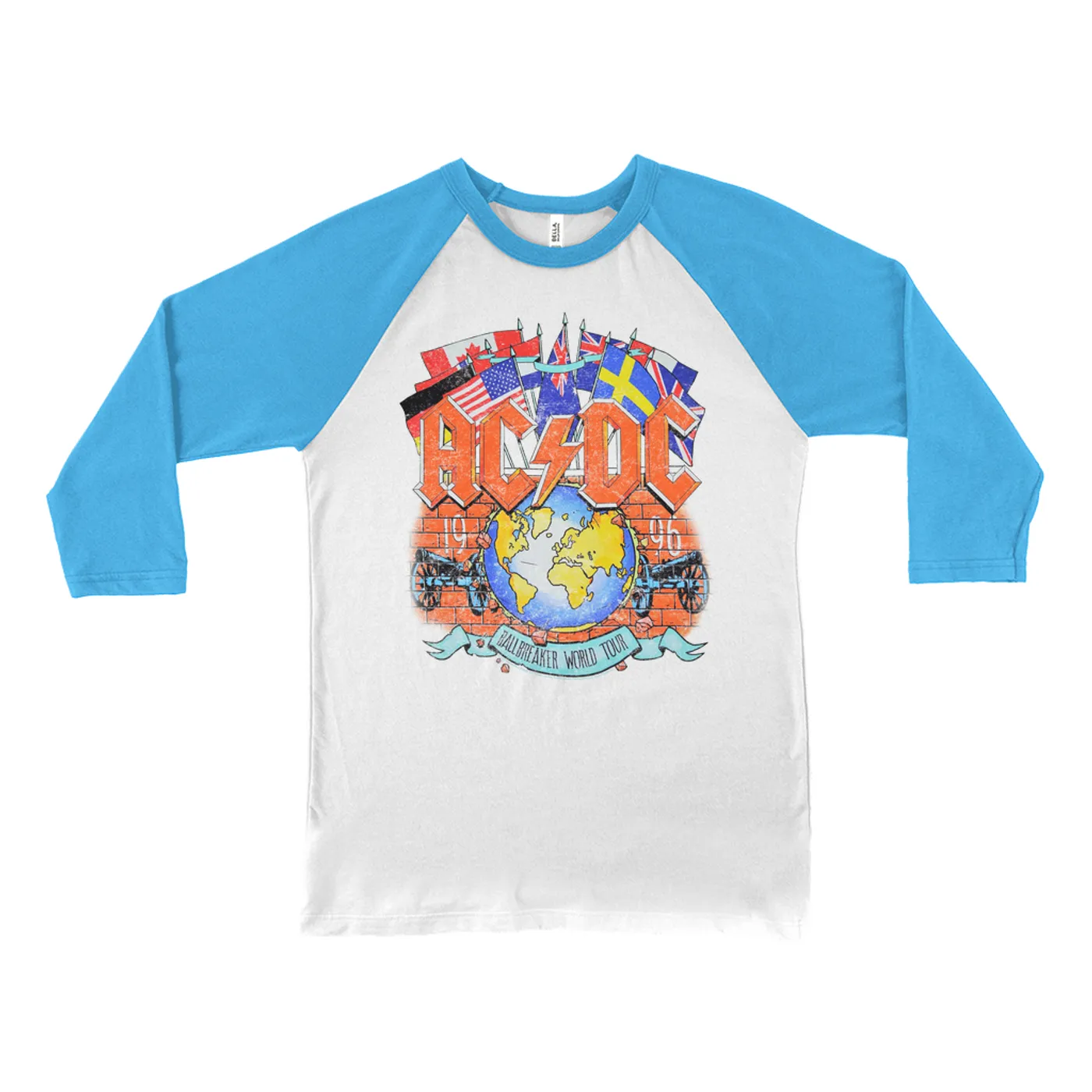 AC/DC 3/4 Sleeve Baseball Tee | Ballbreaker World Tour 1996 ACDC Shirt