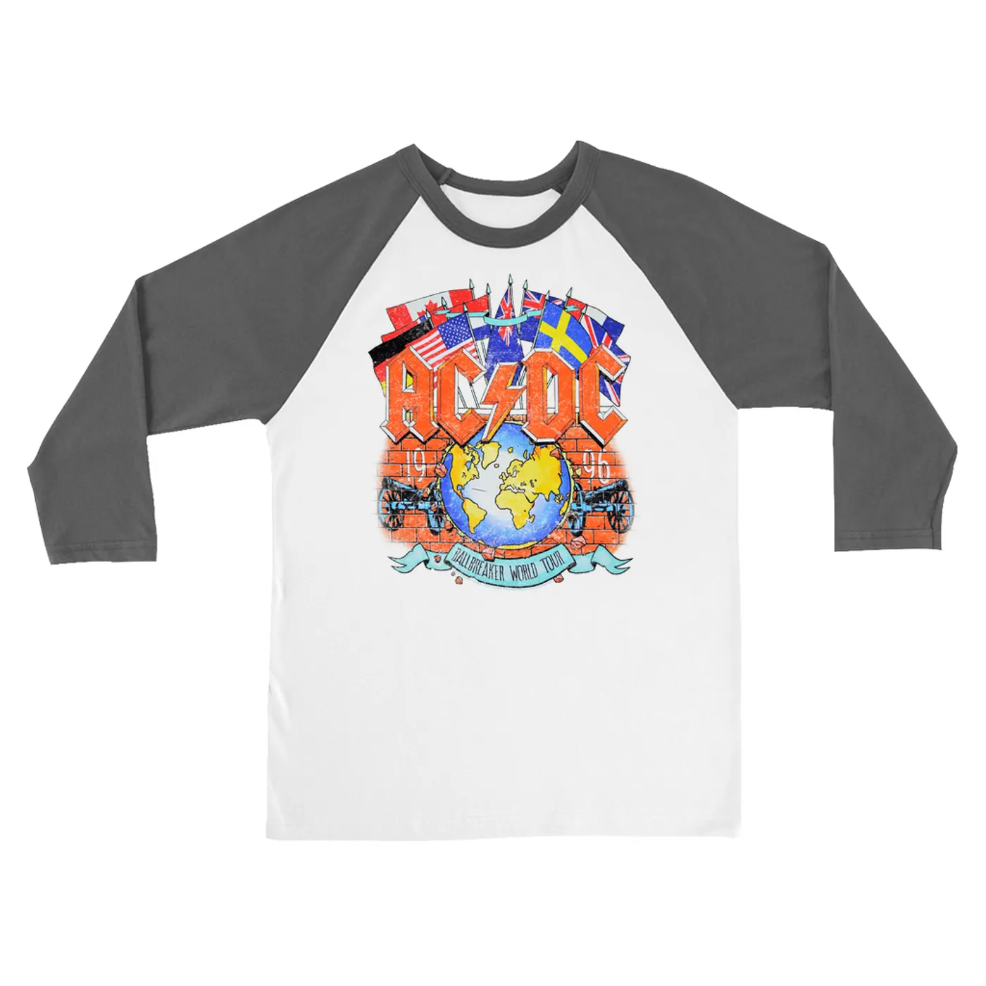 AC/DC 3/4 Sleeve Baseball Tee | Ballbreaker World Tour 1996 ACDC Shirt