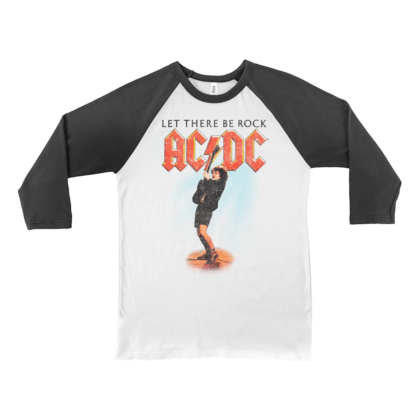AC/DC 3/4 Sleeve Baseball Tee | Let There Be Rock Album Cover Design ACDC Shirt