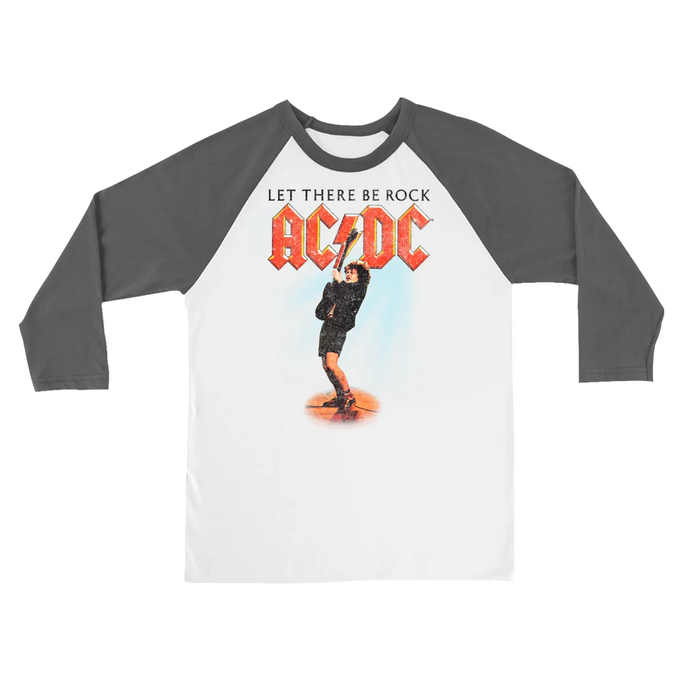 AC/DC 3/4 Sleeve Baseball Tee | Let There Be Rock Album Cover Design ACDC Shirt