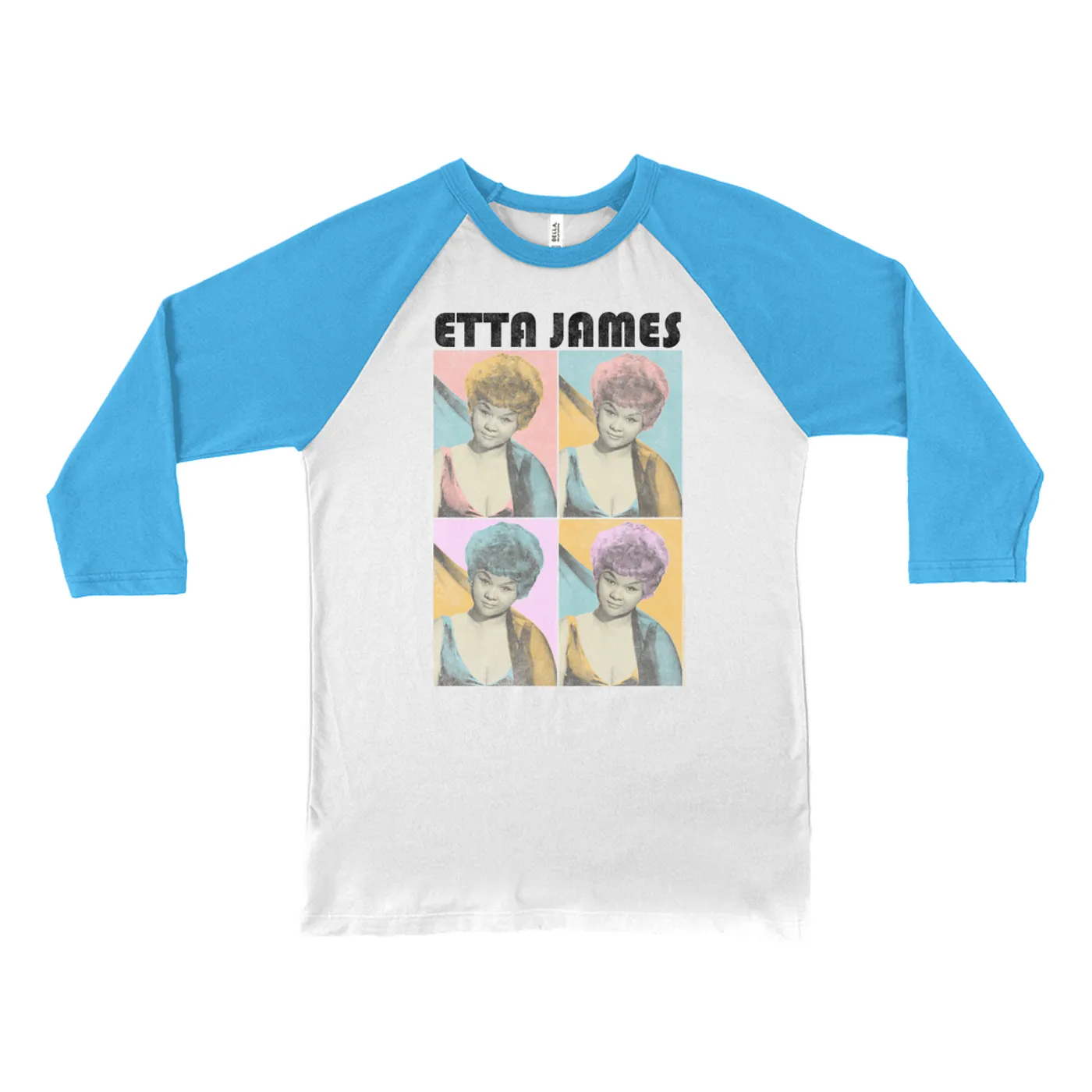 Etta James 3/4 Sleeve Baseball Tee | 1965 Pastel Pop Art Distressed Etta James Shirt
