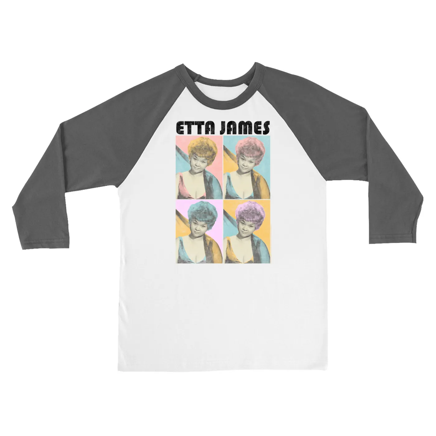 Etta James 3/4 Sleeve Baseball Tee | 1965 Pastel Pop Art Distressed Etta James Shirt