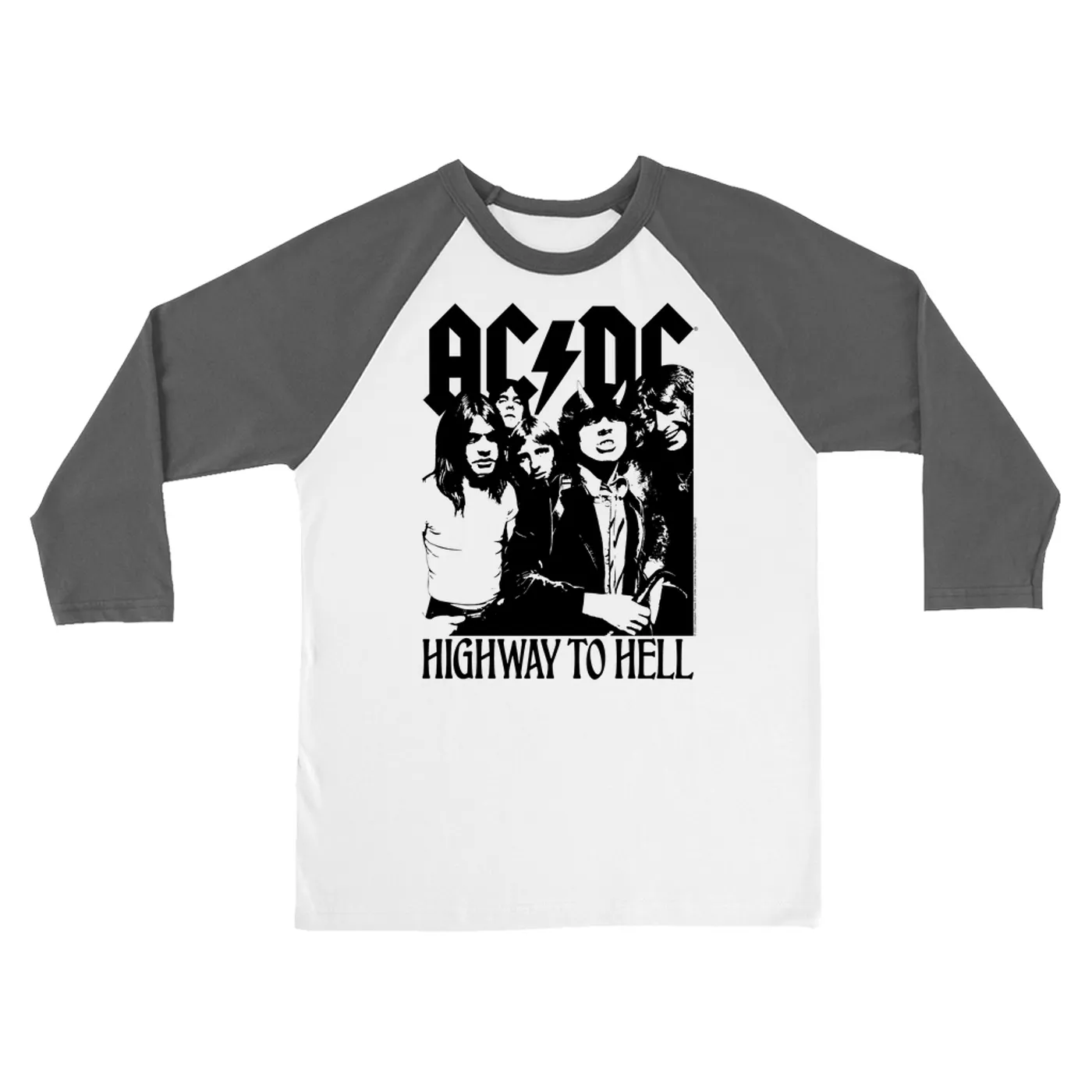 AC/DC 3/4 Sleeve Baseball Tee | Highway To Hell Retro Black ACDC Shirt