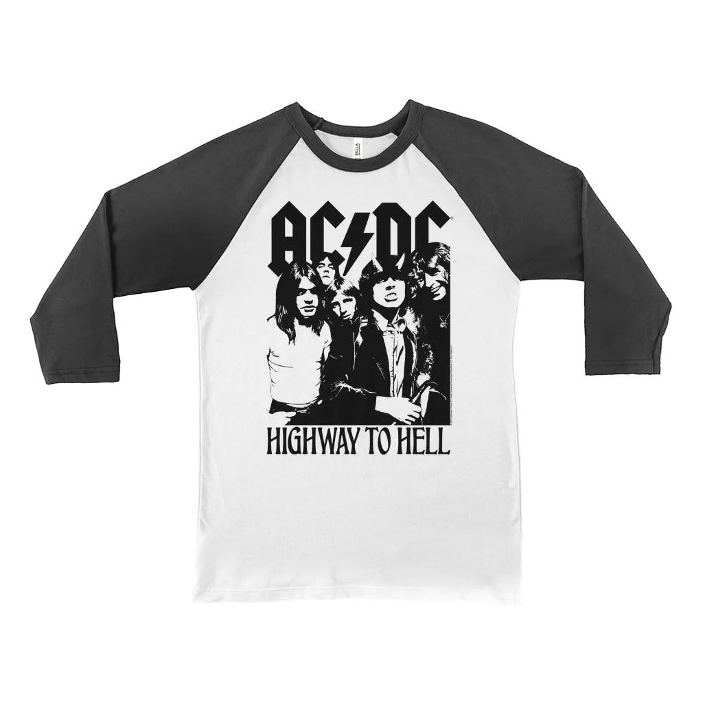 3/4 Sleeve Baseball Tee | Highway To Hell Retro Black Shirt
