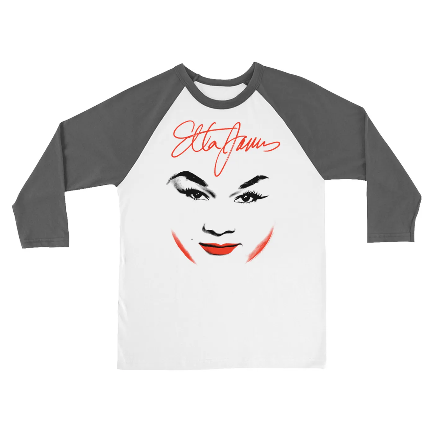 Etta James 3/4 Sleeve Baseball Tee | Serving Face With Logo Etta James Shirt
