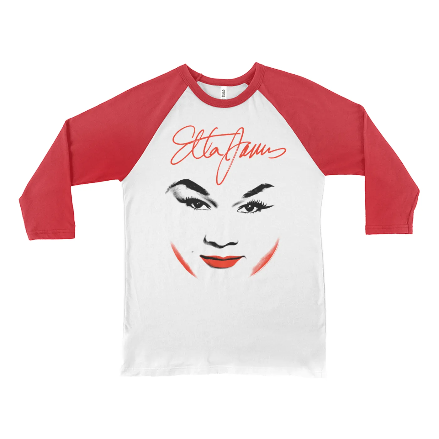 Etta James 3/4 Sleeve Baseball Tee | Serving Face With Logo Etta James Shirt