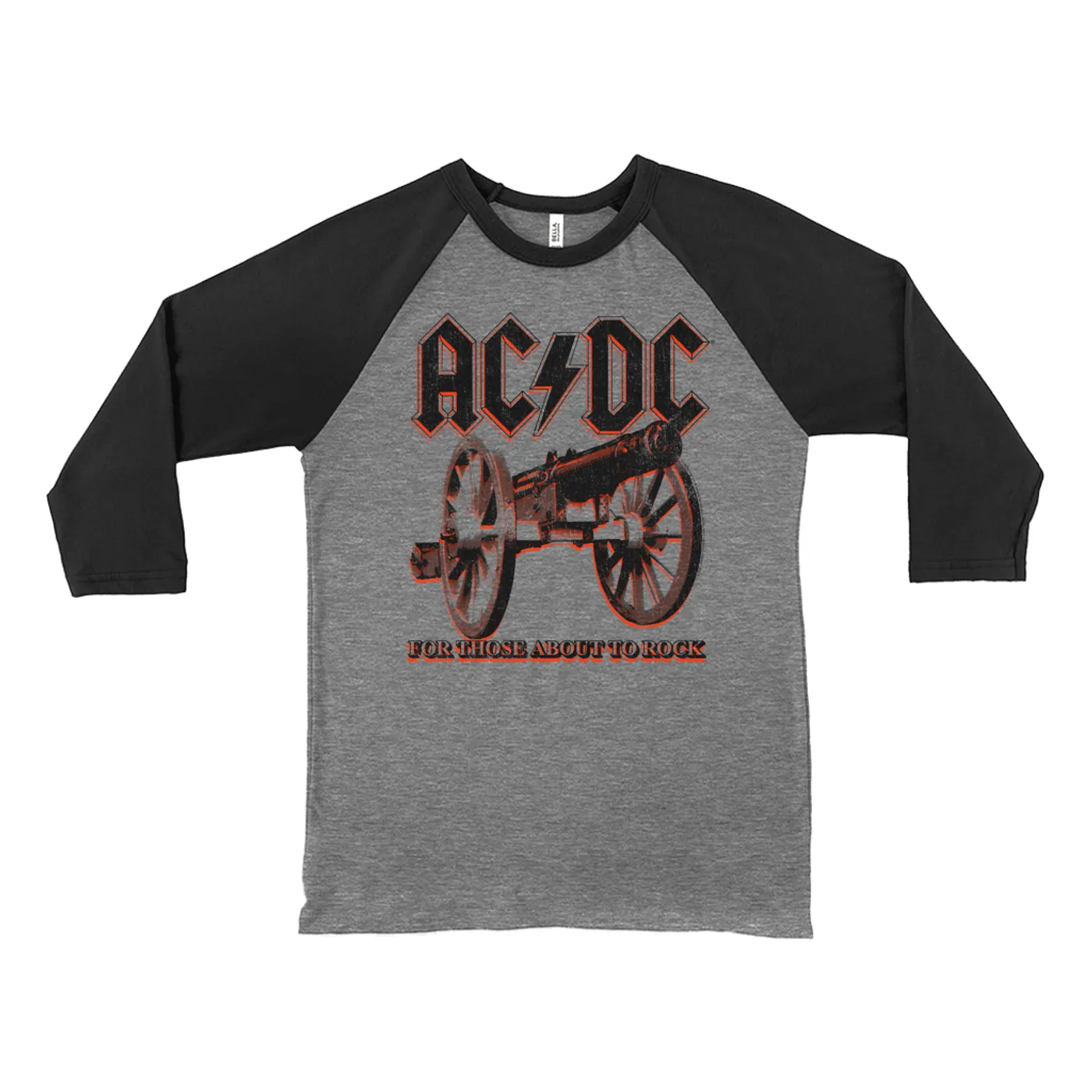AC/DC 3/4 Sleeve Baseball Tee | Neon For Those About To Rock Cannon ACDC Shirt