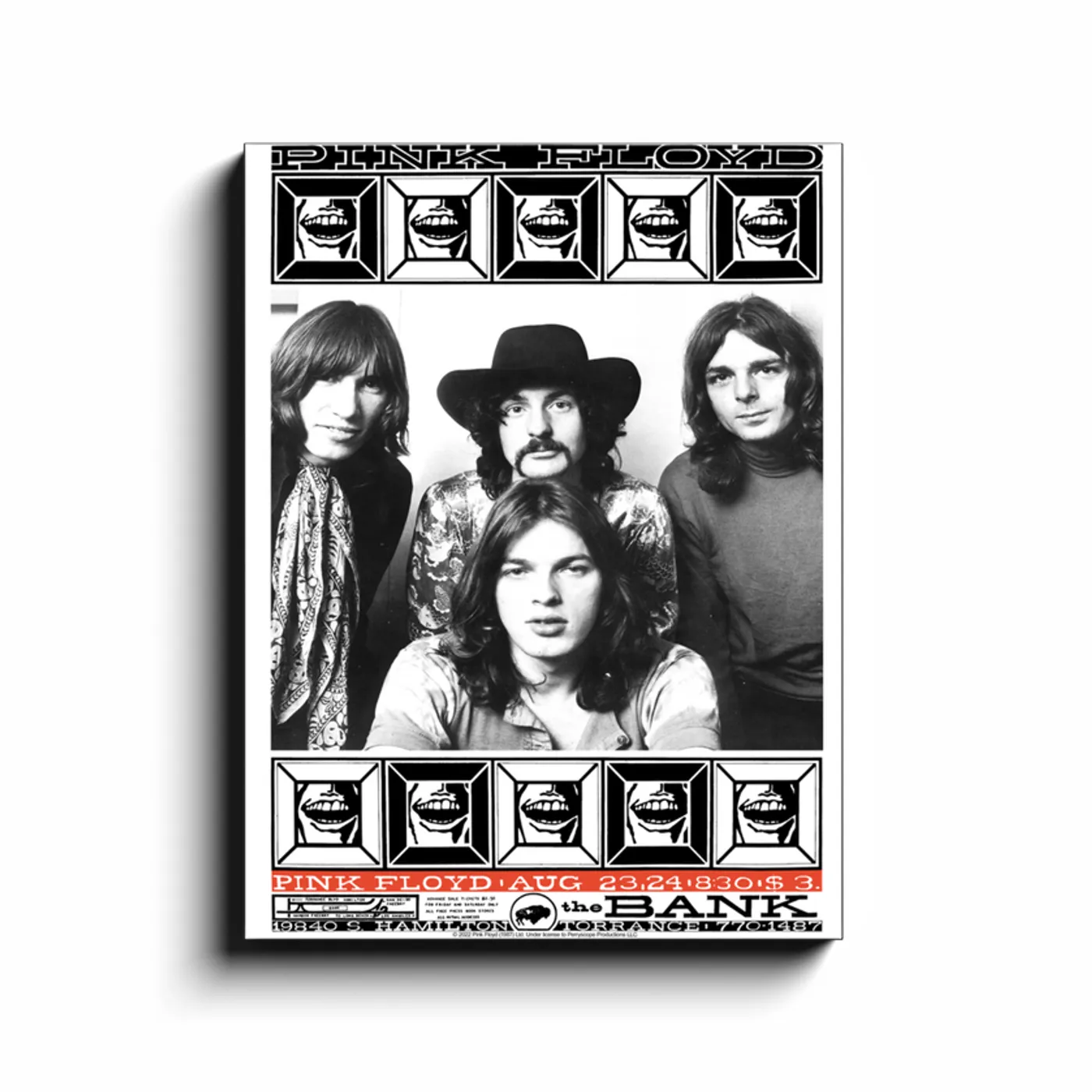 Pink Floyd Wall Art | 1968 The Bank Torrance CA Concert Pink Floyd Canvas Wrap