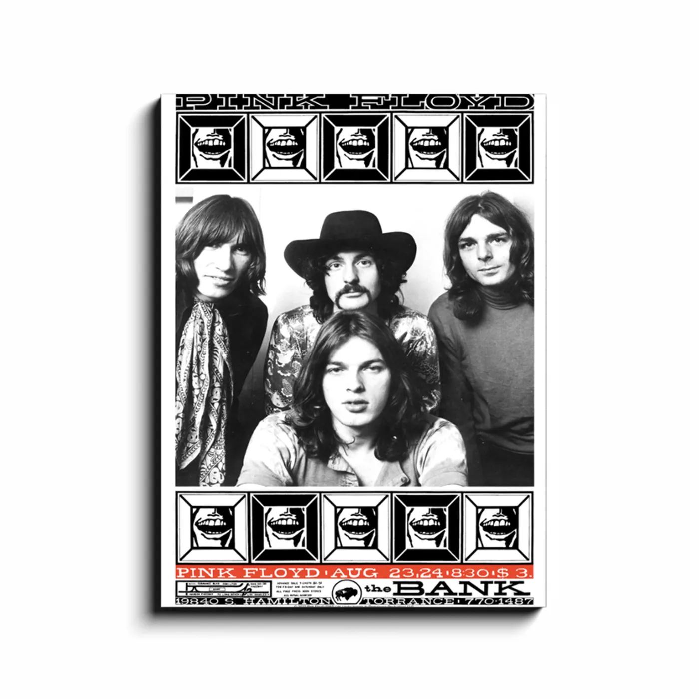 Pink Floyd Wall Art | 1968 The Bank Torrance CA Concert Pink Floyd Canvas Wrap
